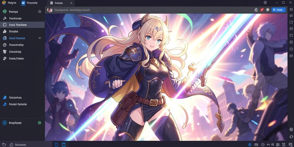 Tampilan utama game dengan karakter utama yang menonjol.
